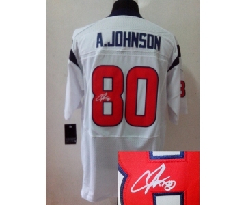 nike nfl jerseys houston texans #80 a.johnson white[Elite signature]