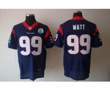 nike nfl jerseys houston texans #99 watt blue[Elite 50th Patch]