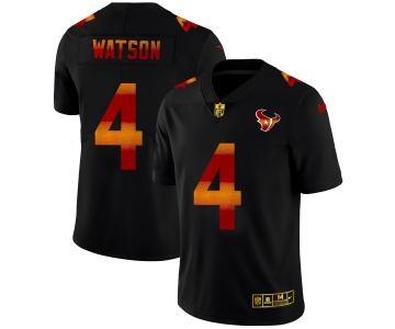 Houston Texans #4 Deshaun Watson Men's Black Nike Red Orange Stripe Vapor Limited NFL Jersey