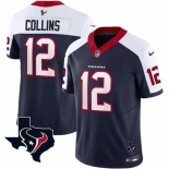 Men Houston Texans #12 Nico Collins White Navy 2023 F U S E Vapor Untouchable Limited Stitched Football Jersey