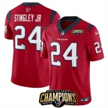 Men Houston Texans #24 Derek Stingley Jr Red 2023 F U S E AFC South Champions Patch Vapor Untouchable Limited Stitched Football Jersey