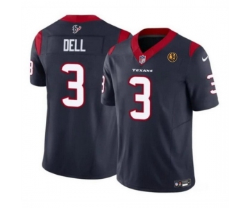 Men Houston Texans #3 Tank Dell Navy 2023 F U S E With John Madden Patch Vapor Limited Stitched Football Jersey