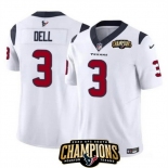 Men Houston Texans #3 Tank Dell White 2023 F U S E AFC South Champions Patch Vapor Untouchable Limited Stitched Football Jersey