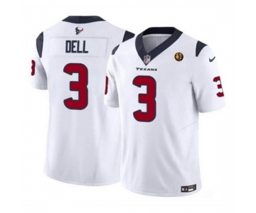 Men Houston Texans #3 Tank Dell White 2023 F U S E With John Madden Patch Vapor Limited Stitched Football Jersey