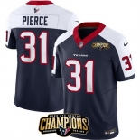 Men Houston Texans #31 Dameon Pierce Navy White 2023 F U S E AFC South Champions Patch Limited Stitched Football Jersey