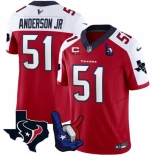 Men Houston Texans #51 Will Anderson Jr Red White 2023 F U S E With 1 Star C And Hand Sign Throwing Up The H Patch Vapor Untouchable Limited Stitched Foot