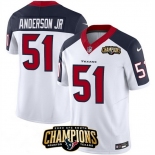 Men Houston Texans #51 Will Anderson Jr White Navy 2023 F U S E AFC South Champions Patch Limited Stitched Football Jersey