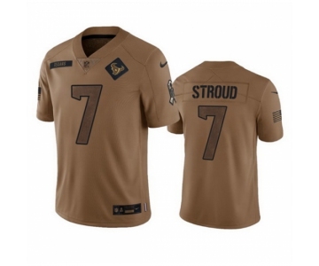 Men Houston Texans #7 C J Stroud 2023 Brown Salute To Service Limited Stitched Jersey