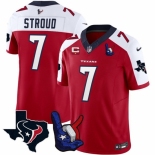 Men Houston Texans #7 C J Stroud Red White 2023 F U S E With 1 Star C And Hand Sign Throwing Up The H Patch Vapor Untouchable Limited Stitched Football Je