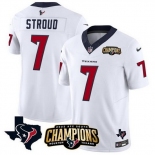 Men Houston Texans #7 C J Stroud White 2023 F U S E AFC South Champions Patch And Team Logo Patch Vapor Untouchable Limited Stitched Football Jersey