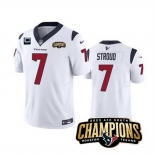 Men Houston Texans #7  C J Stroud White 2023 F U S E With 1 Star C Patch And AFC South Champions Patch Vapor Untouchable Limited Stitched Football Jersey