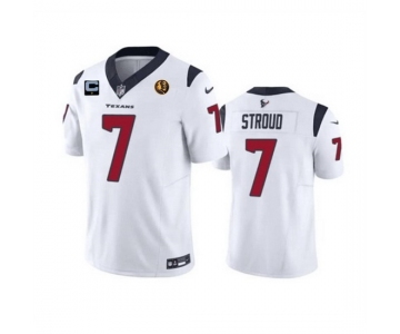 Men Houston Texans #7 C J Stroud White 2023 F U S E With 1 Star C Patch John Madden Patch Vapor Limited Stitched Football Jersey