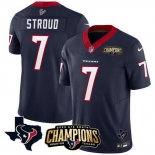 Men Houston Texans #7  C J Stroud White Navy 2023 F U S E AFC South Champions Patch And Team Logo Patch Vapor Untouchable Limited Stitched Football Jersey