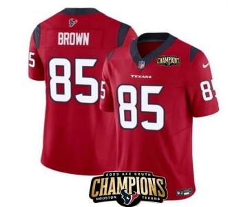 Men Houston Texans #85 Noah Brown Red 2023 F U S E AFC South Champions Patch Vapor Untouchable Limited Stitched Football Jersey