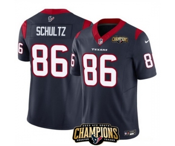 Men Houston Texans #86 Dalton Schultz Navy 2023 F U S E AFC South Champions Patch Vapor Untouchable Limited Stitched Football Jersey