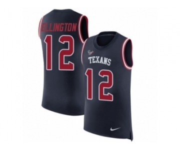 Men Nike Houston Texans #12 Bruce Ellington Navy Blue Rush Player Name & Number Tank Top NFL Jersey