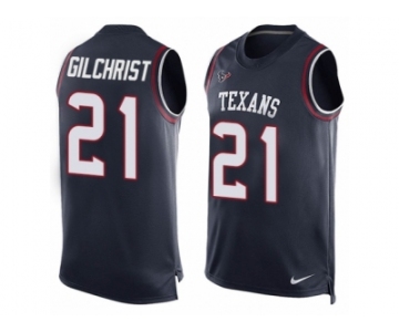 Men Nike Houston Texans #21 Marcus Gilchrist Limited Navy Blue Player Name & Number Tank Top NFL Jersey