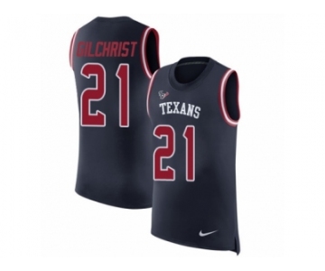 Men Nike Houston Texans #21 Marcus Gilchrist Navy Blue Rush Player Name & Number Tank Top NFL Jersey