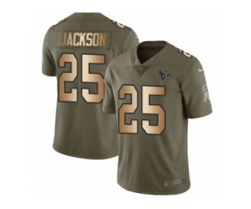 Men Nike Houston Texans #25 Kareem Jackson Limited Olive Gold 2017 Salute to Service NFL Jersey