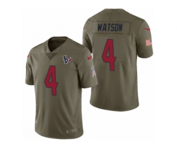 Men Nike Houston Texans #4 Deshaun Watson Olive 2017 Salute to Service Limited Jerseys