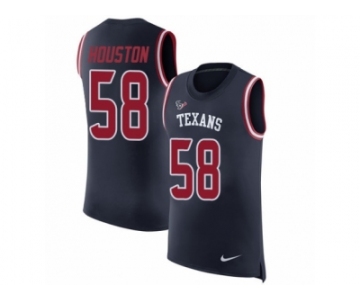 Men Nike Houston Texans #58 Lamarr Houston Navy Blue Rush Player Name & Number Tank Top NFL Jersey