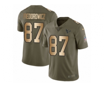 Men Nike Houston Texans #87 C.J. Fiedorowicz Limited Olive Gold 2017 Salute to Service NFL Jersey