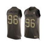 Men Nike Houston Texans #96 Kendall Langford Limited Green Salute to Service Tank Top NFL Jersey