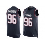 Men Nike Houston Texans #96 Kendall Langford Limited Navy Blue Player Name & Number Tank Top NFL Jersey