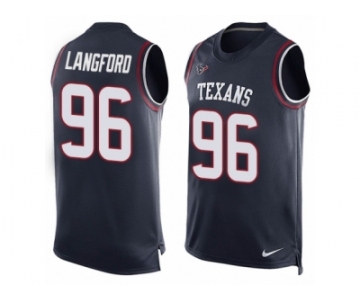 Men Nike Houston Texans #96 Kendall Langford Limited Navy Blue Player Name & Number Tank Top NFL Jersey