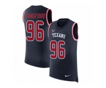 Men Nike Houston Texans #96 Kendall Langford Navy Blue Rush Player Name & Number Tank Top NFL Jersey