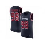 Men Nike Houston Texans #98 D.J. Reader Navy Blue Rush Player Name & Number Tank Top NFL Jersey