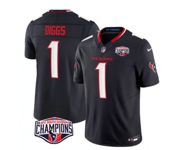 Men's Houston Texans #1 Stefon Diggs Navy F.U.S.E. 2024 AFC South Division Champions Vapor Limited Stitched Football Jersey