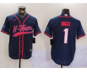 Men's Houston Texans #1 Stefon Diggs Navy With Patch Cool Base Stitched Baseball Jersey