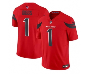 Men's Houston Texans #1 Stefon Diggs Red Red 2024 Alternate F.U.S.E Vapor Football Stitched Jersey