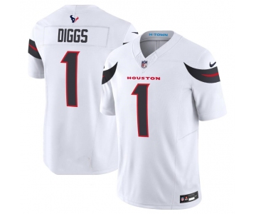 Men's Houston Texans #1 Stefon Diggs White 2024 Vapor F.U.S.E. Limited Football Stitched Jersey