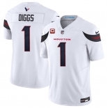 Men's Houston Texans #1 Stefon Diggs White 2024 Vapor F.U.S.E. With 4-Star C Patch Limited Stitched Jersey