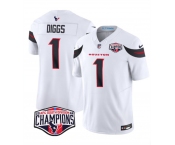 Men's Houston Texans #1 Stefon Diggs White F.U.S.E. 2024 AFC South Division Champions Vapor Limited Stitched Football Jersey