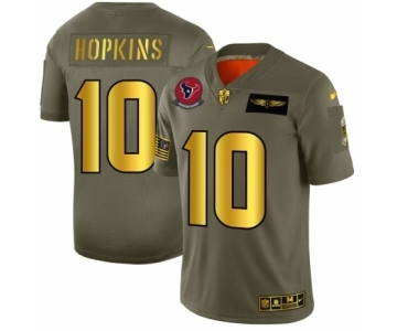 Men's Houston Texans #10 DeAndre Hopkins Limited Olive Gold 2019 Salute to Service Football Jersey