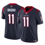 Men's Houston Texans #11 Jeff Okudah Navy 2024 F.U.S.E. Vapor Untouchable Football Stitched Jersey