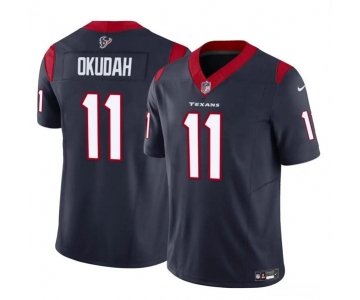 Men's Houston Texans #11 Jeff Okudah Navy 2024 F.U.S.E. Vapor Untouchable Football Stitched Jersey