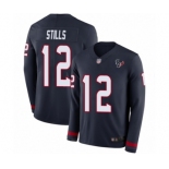 Men's Houston Texans #12 Kenny Stills Limited Navy Blue Therma Long Sleeve Football Jersey