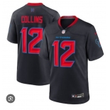 Men's Houston Texans  #12 Nico Collins Navy 2024 2nd Alternate F.U.S.E Vapor Football Stitched Jersey