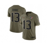 Men's Houston Texans #13 Brandin Cooks 2022 Olive Salute To Service Limited Stitched Jersey