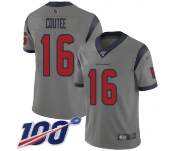 Men's Houston Texans #16 Keke Coutee Limited Gray Inverted Legend 100th Season Football Jersey