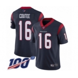 Men's Houston Texans #16 Keke Coutee Navy Blue Team Color Vapor Untouchable Limited Player 100th Season Football Jersey