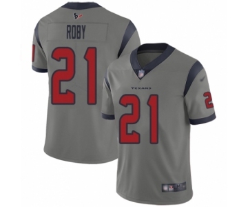 Men's Houston Texans #21 Bradley Roby Limited Gray Inverted Legend Football Jersey