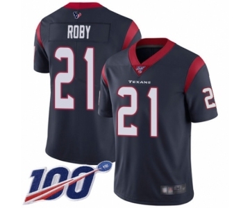 Men's Houston Texans #21 Bradley Roby Navy Blue Team Color Vapor Untouchable Limited Player 100th Season Football Jersey