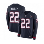 Men's Houston Texans #22 Gareon Conley Limited Navy Blue Therma Long Sleeve Football Jersey