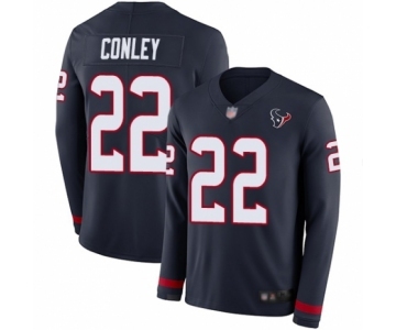 Men's Houston Texans #22 Gareon Conley Limited Navy Blue Therma Long Sleeve Football Jersey