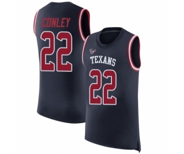 Men's Houston Texans #22 Gareon Conley Navy Blue Rush Player Name & Number Tank Top Football Jersey